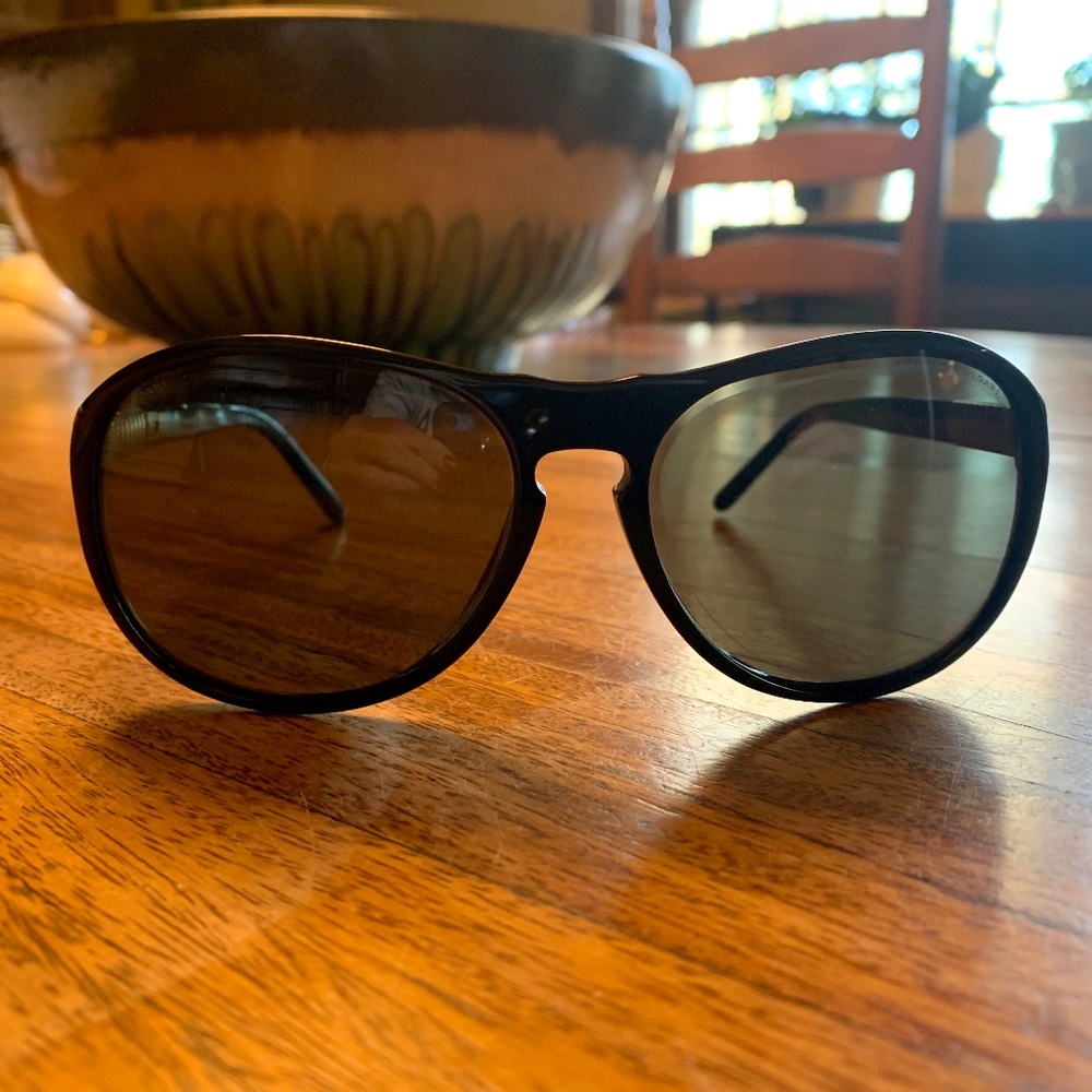 BULGARI Black Acetate Polarized Aviator Sunglasses with BURBERRY case.